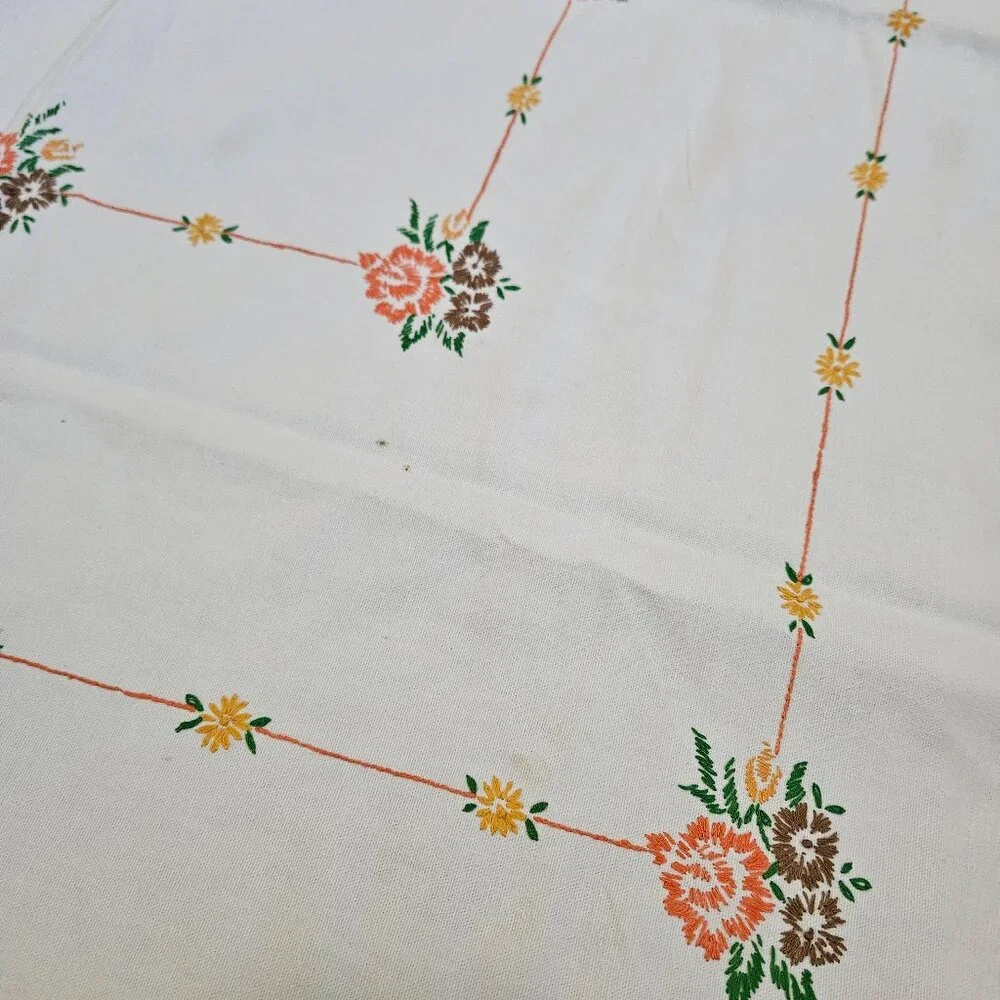 Vintage woven embroidery white
